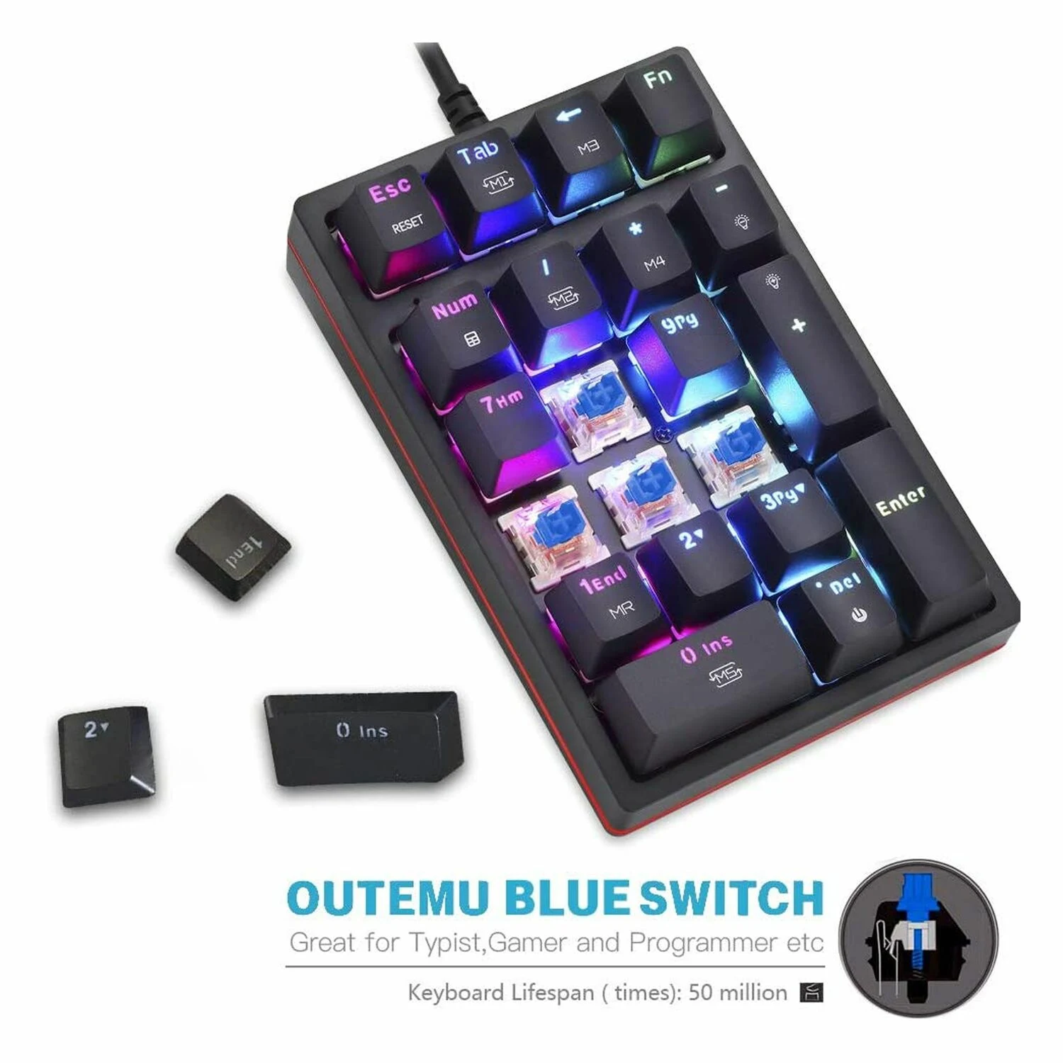 Motospeed K24 Wired Mechanical Numeric Keypad Black - зураг 2