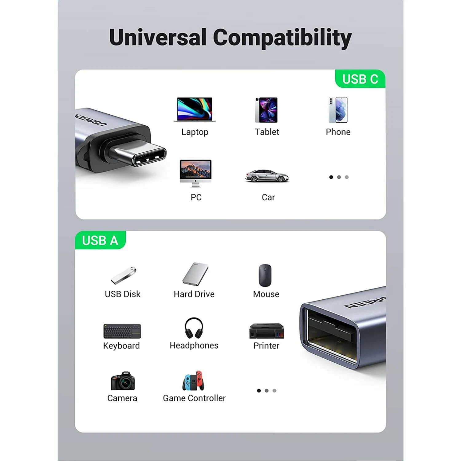 UGREEN USB 3.0 to USB-C OTG Adapter (50283) - зураг 2
