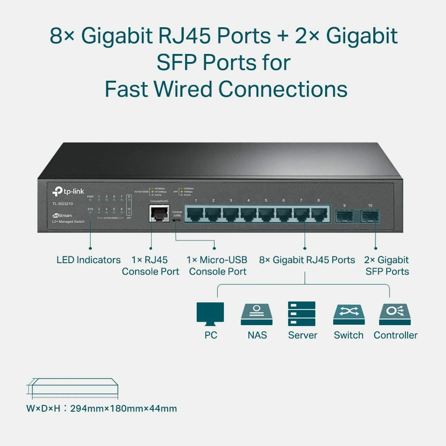 TP-Link SG3210 JetStream 8-Port Gigabit L2 Managed Switch with 2 SFP Slots / Свич салаалагч , Сүлжээний Төхөөрөмж / - зураг 4