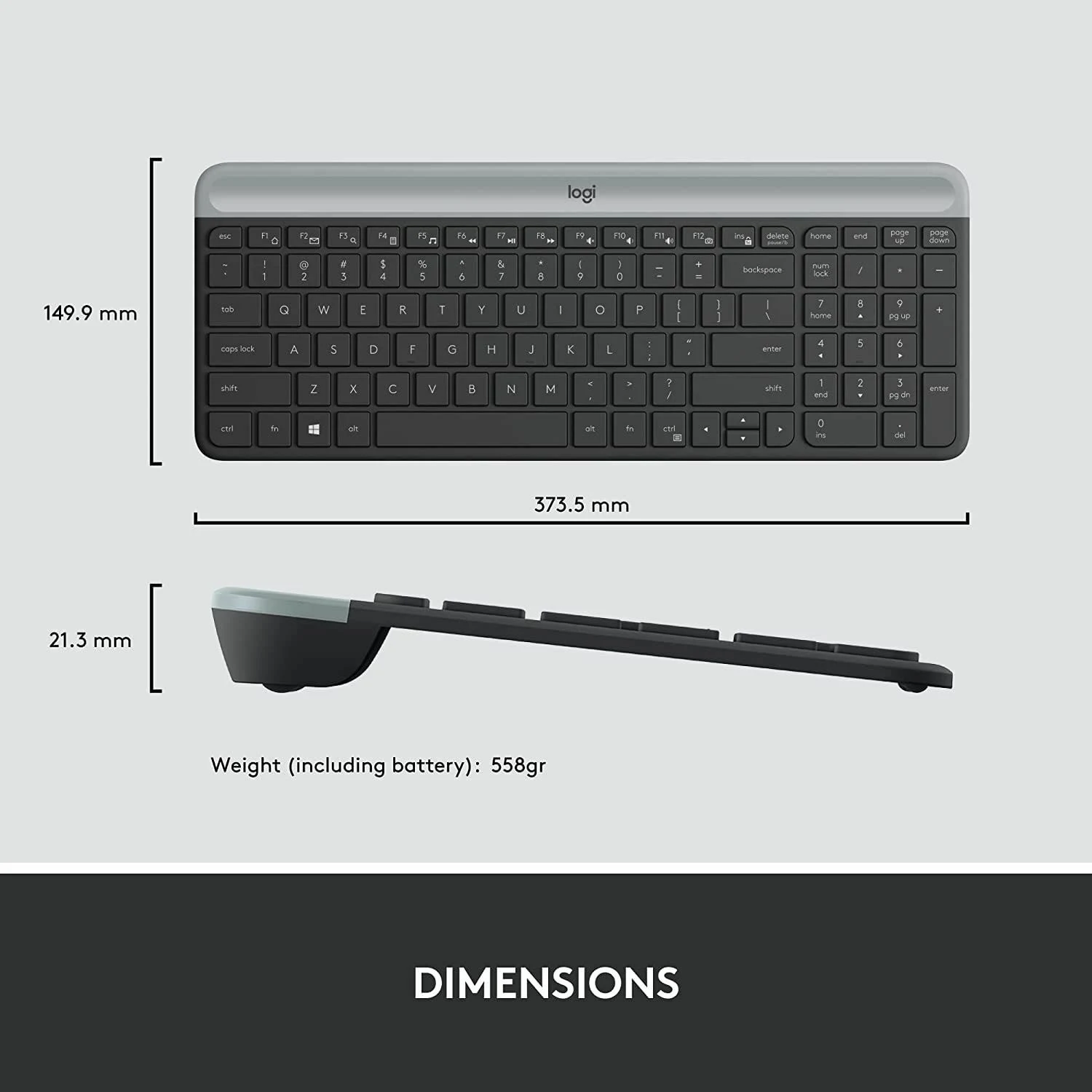 Logitech MK470 Slim Wireless Combo, Black - зураг 3