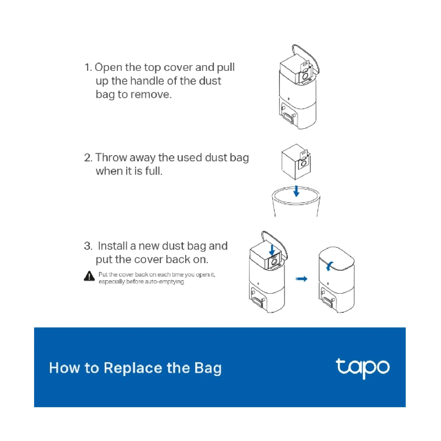 Tapo RVA202 Tapo Robot Vacuum Disposable Dust Bag (5 Pcs) - зураг 5