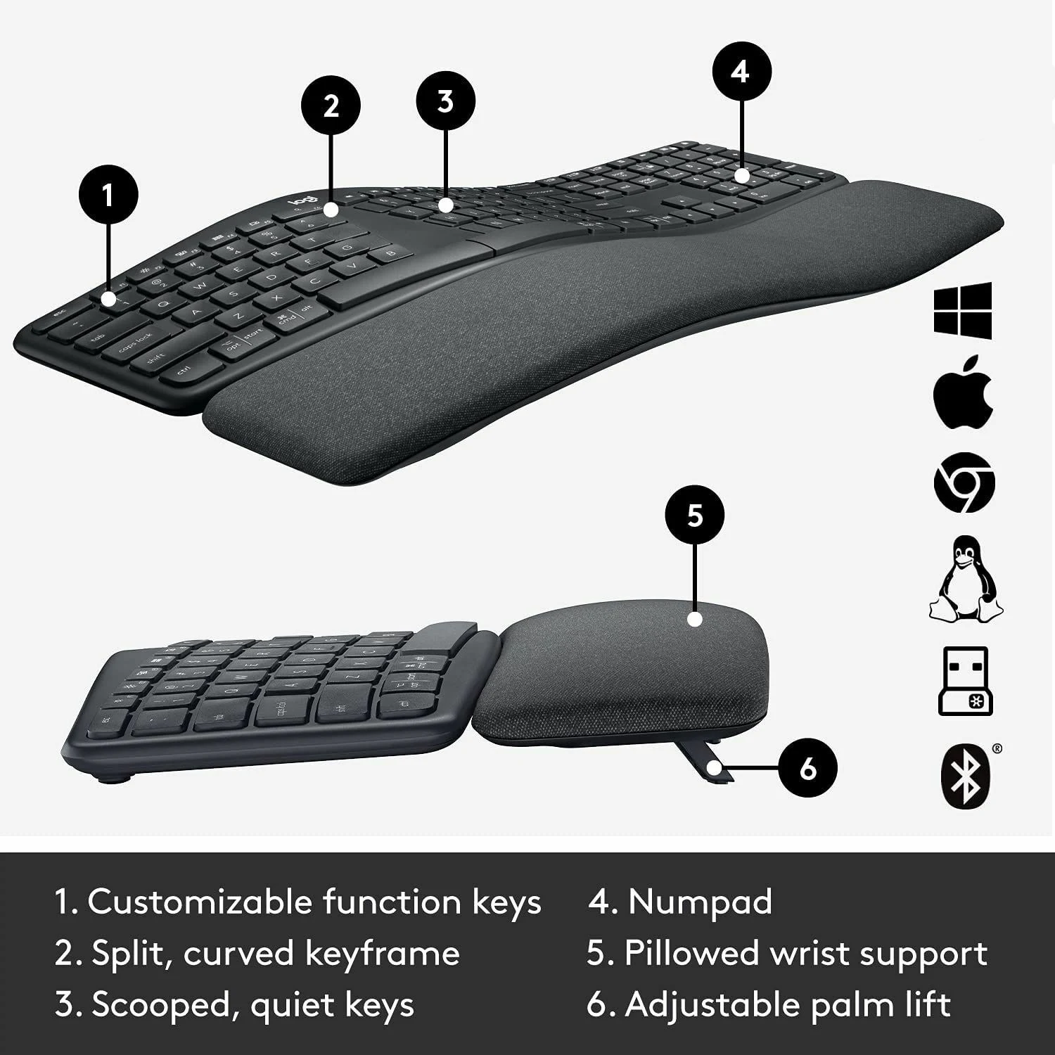 Logitech ERGO K860 Wireless Split Keyboard - зураг 3