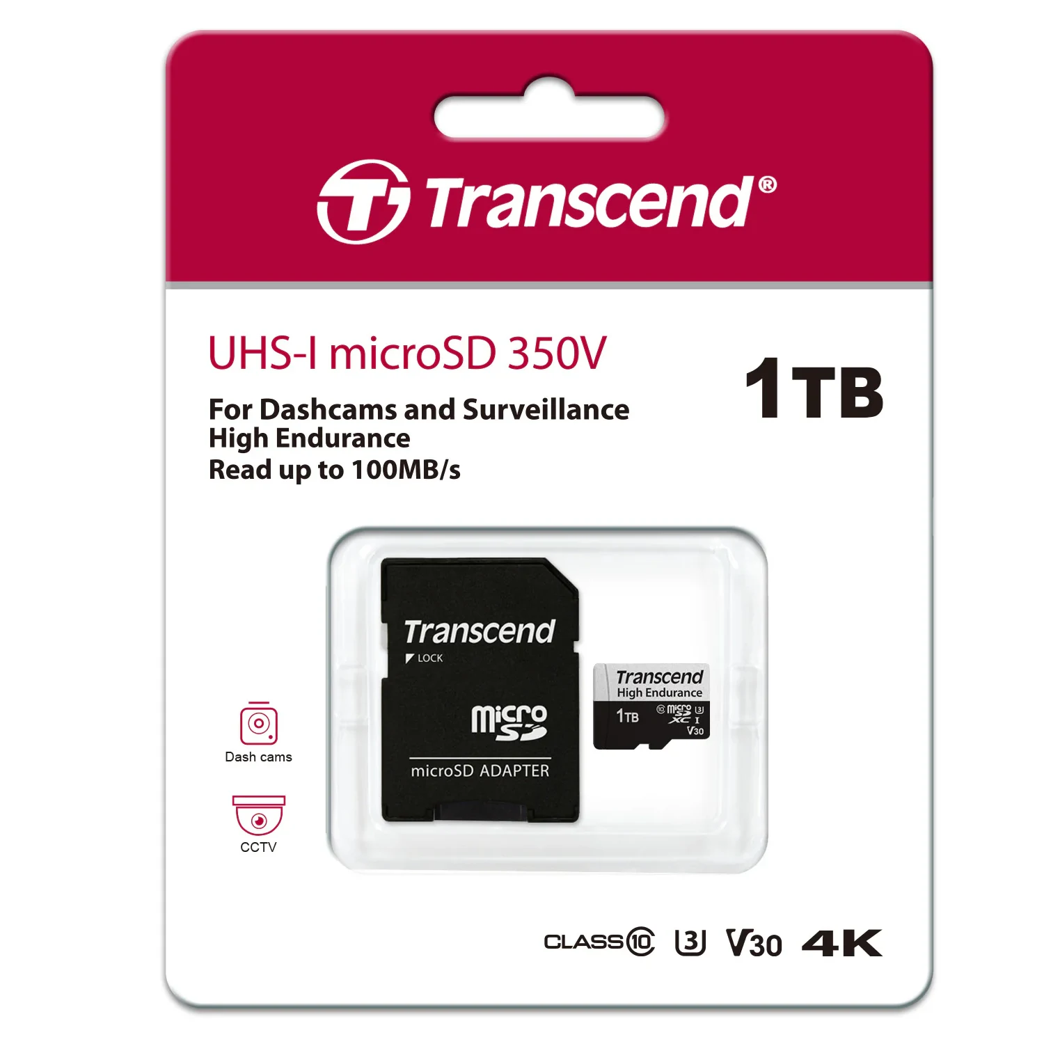 Transcend 1TB High Endurance UHS-I U3 Micro SD Memory Card with SD adapter /TS1TUSD350V/ - зураг 2