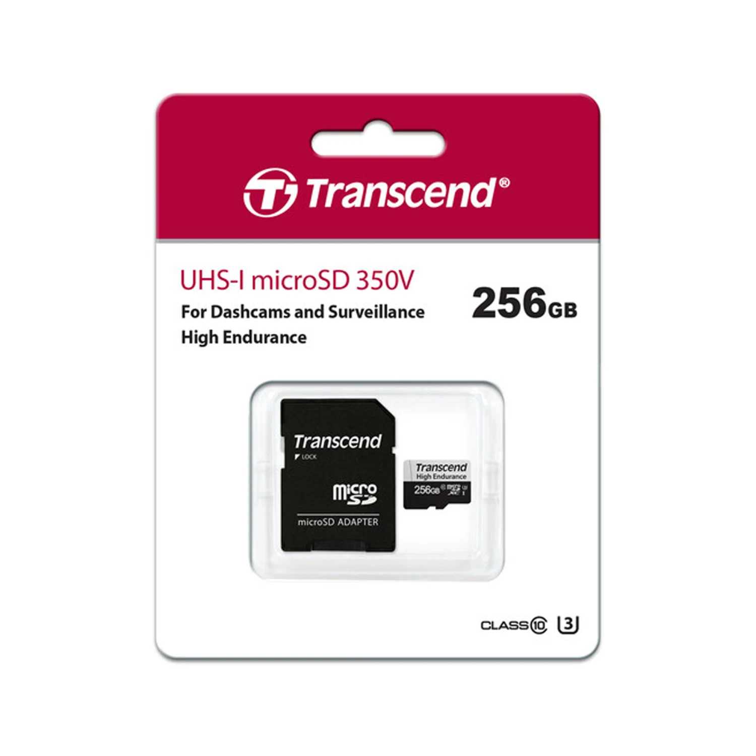Transcend 256GB High Endurance 350V UHS-I XC 100MB/s Micro SD Memory Card with SD adapter /TS256GUSD350V/ - зураг 3