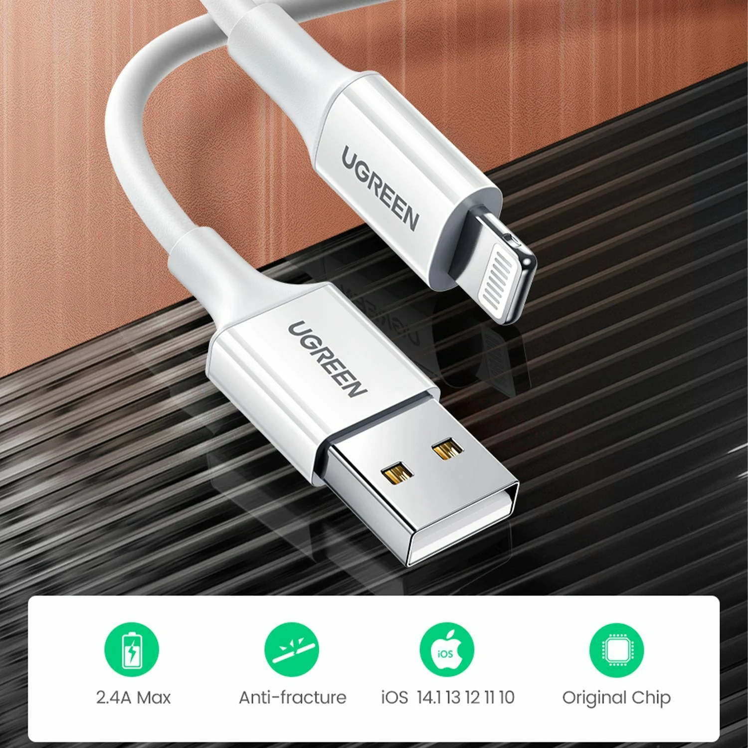 UGREEN USB-A to Lightning cable 1M (20728) - зураг 2