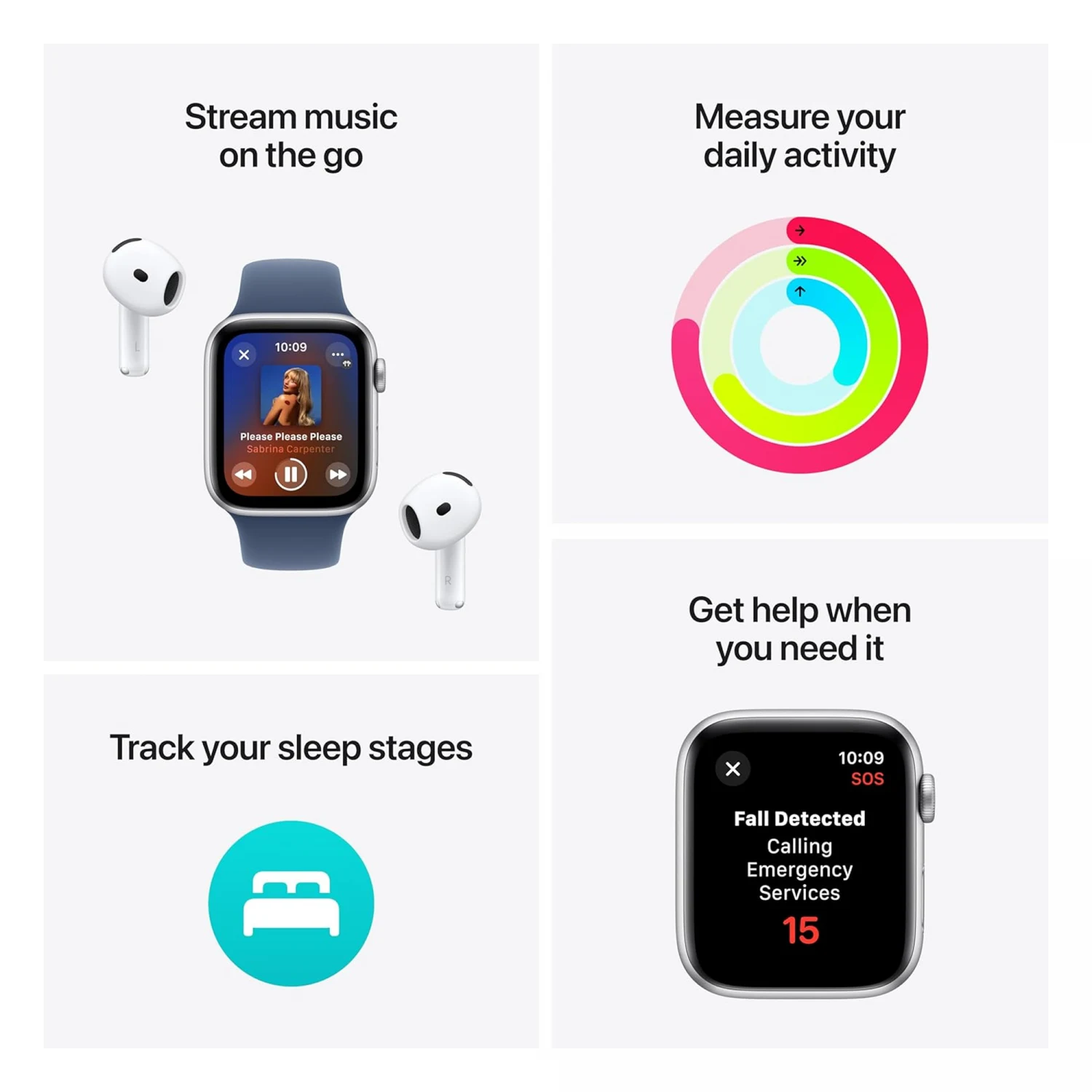 Apple Watch SE (2nd Gen) GPS 44mm Starlight Aluminium Case with Starlight Sport Band (S/M) /MXEU3/ - зураг 3