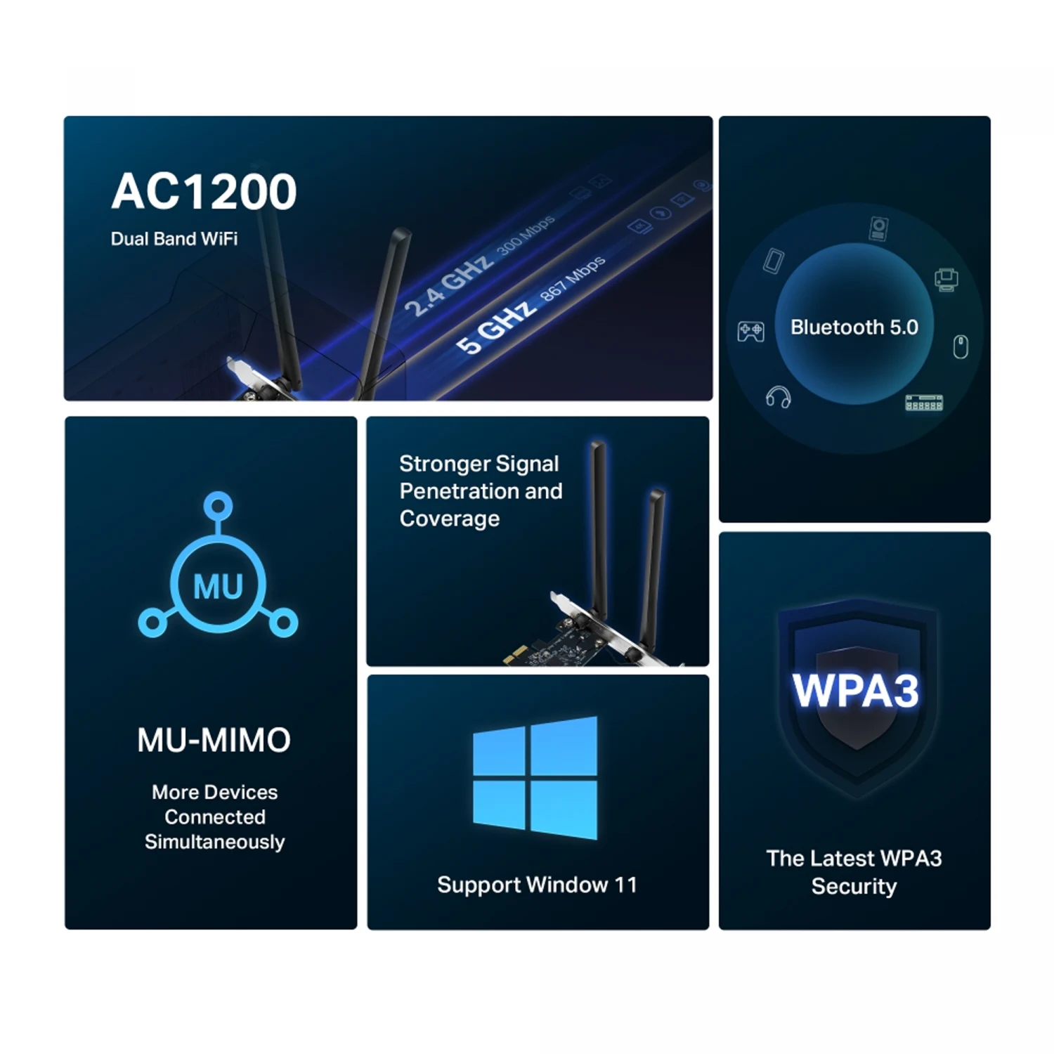 Mercusys MA30E AC1200 Wi-Fi Bluetooth PCIe Adapter - зураг 2
