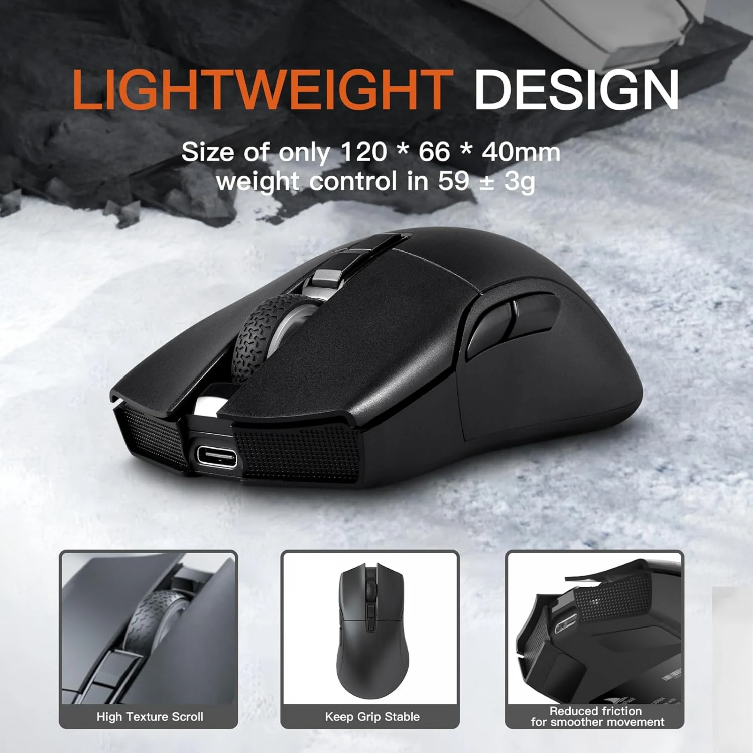 Motospeed Darmoshark N3 Wireless, Wired and Bluetooth Tri-Mode Optical Gaming Mouse, Black - зураг 3