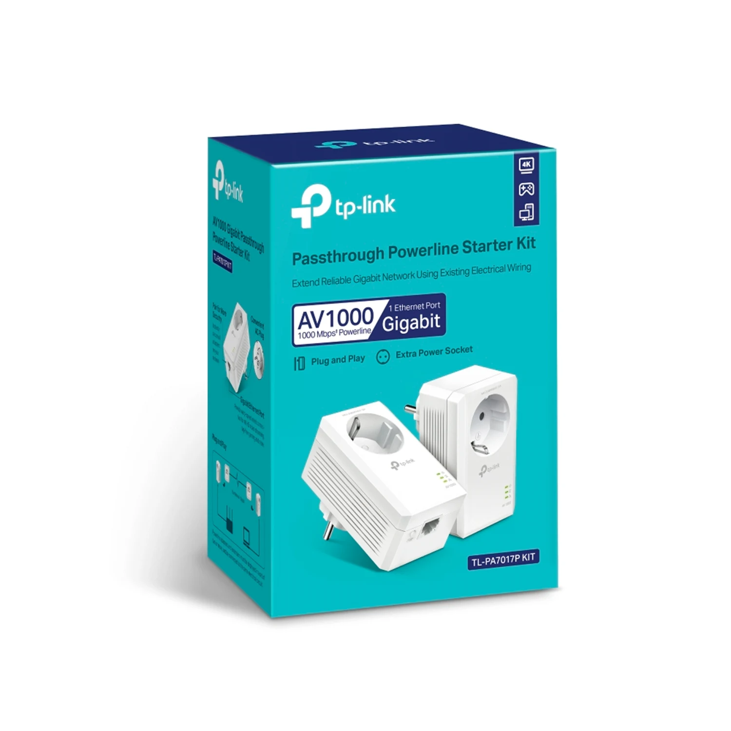 TP-Link PA7017P KIT AV1000 Gigabit Passthrough Powerline Starter Kit - зураг 2