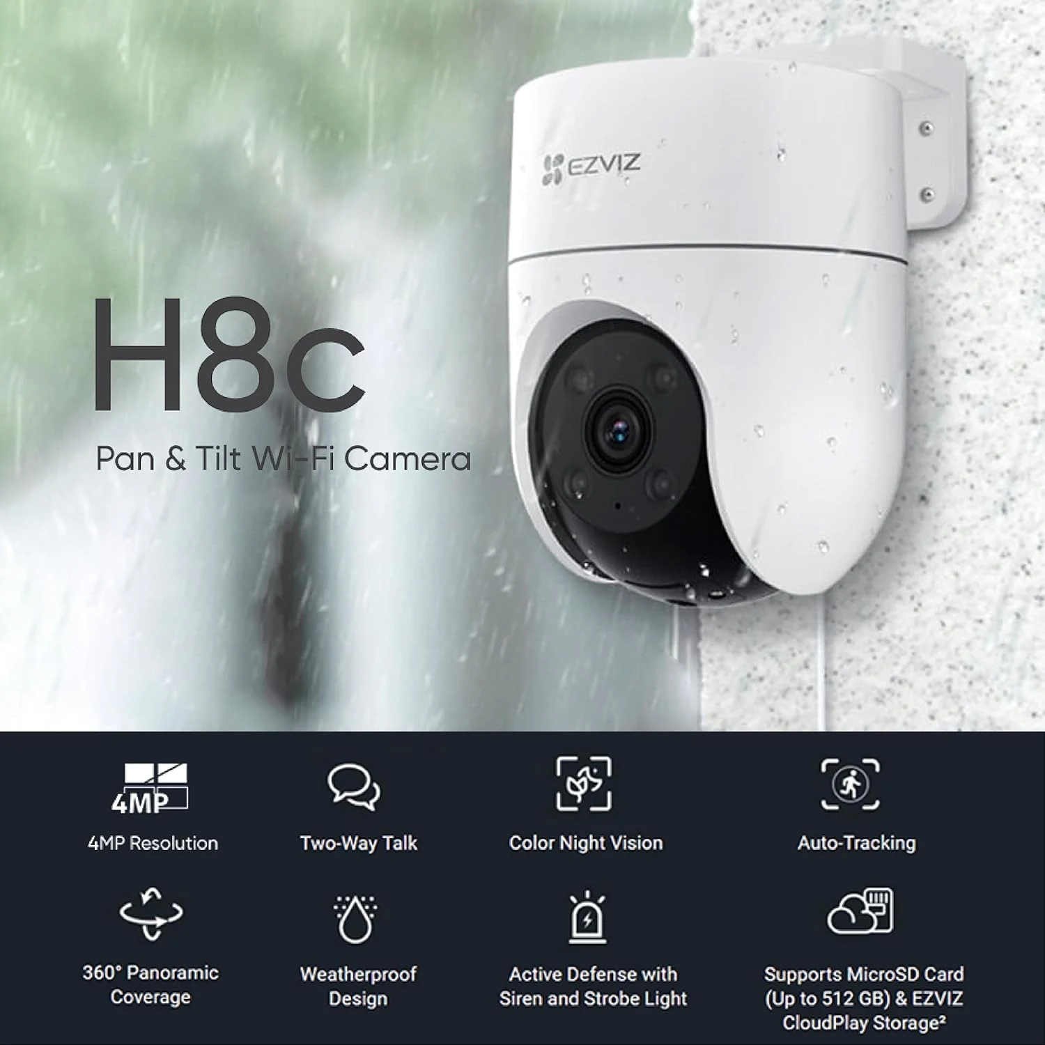 EZVIZ CS-H8c Pro 8MP 4K Pan & Tilt Wi-Fi Camera (R200-8H8WKFL) - зураг 3