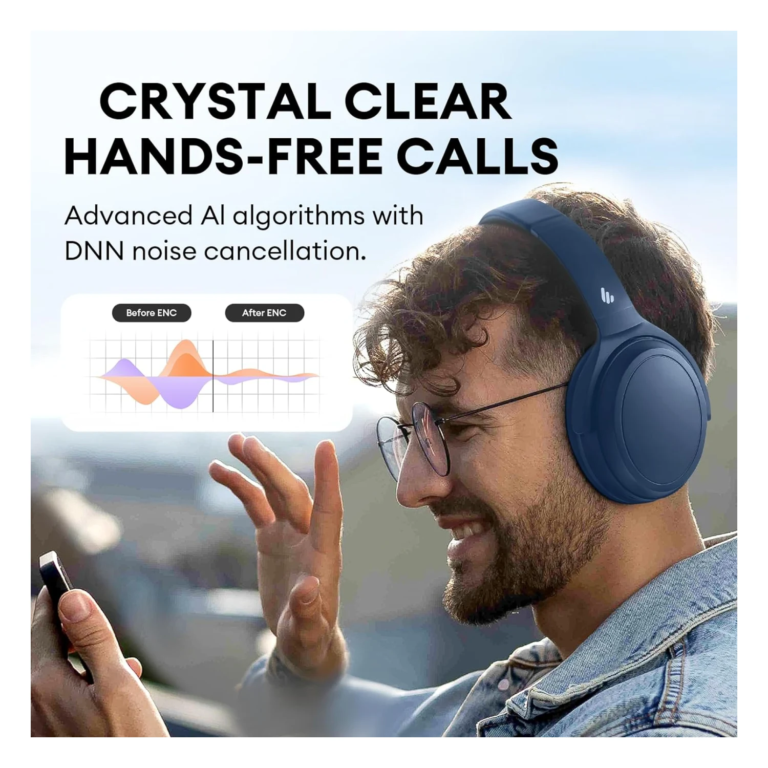 Edifier WH700NB Active Noise Cancelling Bluetooth Headphones, Navy / Чихэвч / - зураг 4