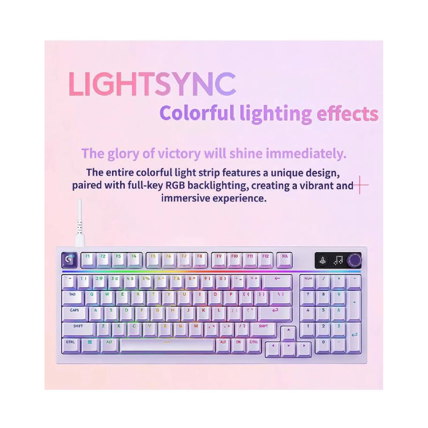Logitech G316X Wired Mechanical Gaming Keyboard Pink - зураг 3