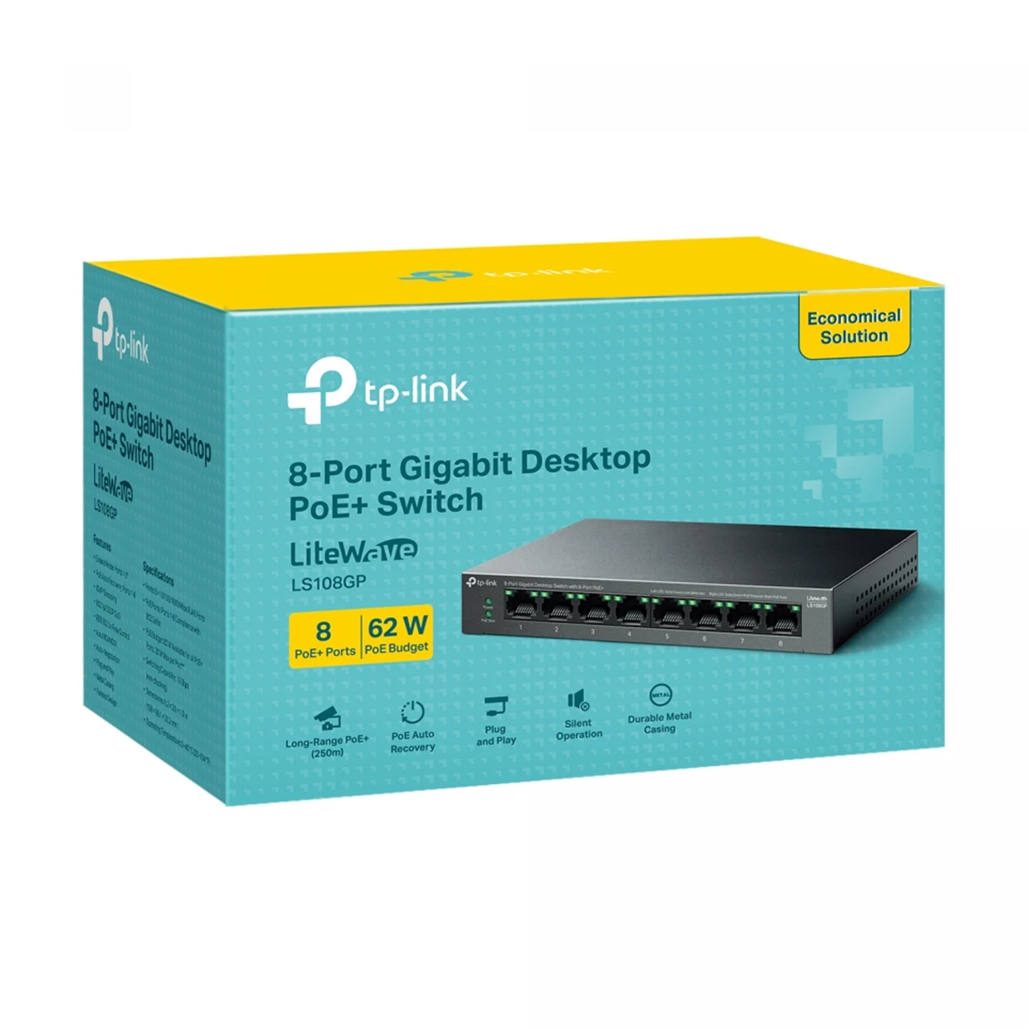 TP-Link LS108GP 8-Port Gigabit Desktop Network Switch with 8-Port PoE+ / Свич салаалагч , Сүлжээний Төхөөрөмж / - зураг 3
