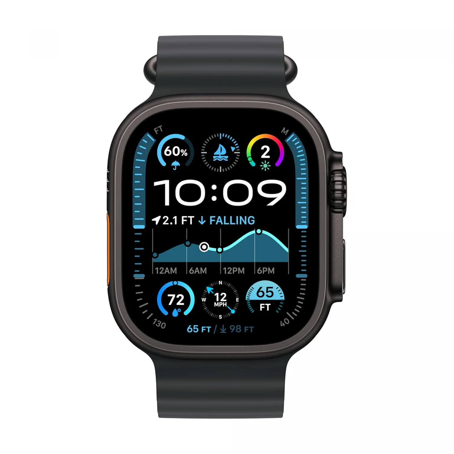 Apple Watch Ultra 2 GPS + Cellular, 49mm Black Titanium Case with Black Ocean Band /MX4P3/ - зураг 2