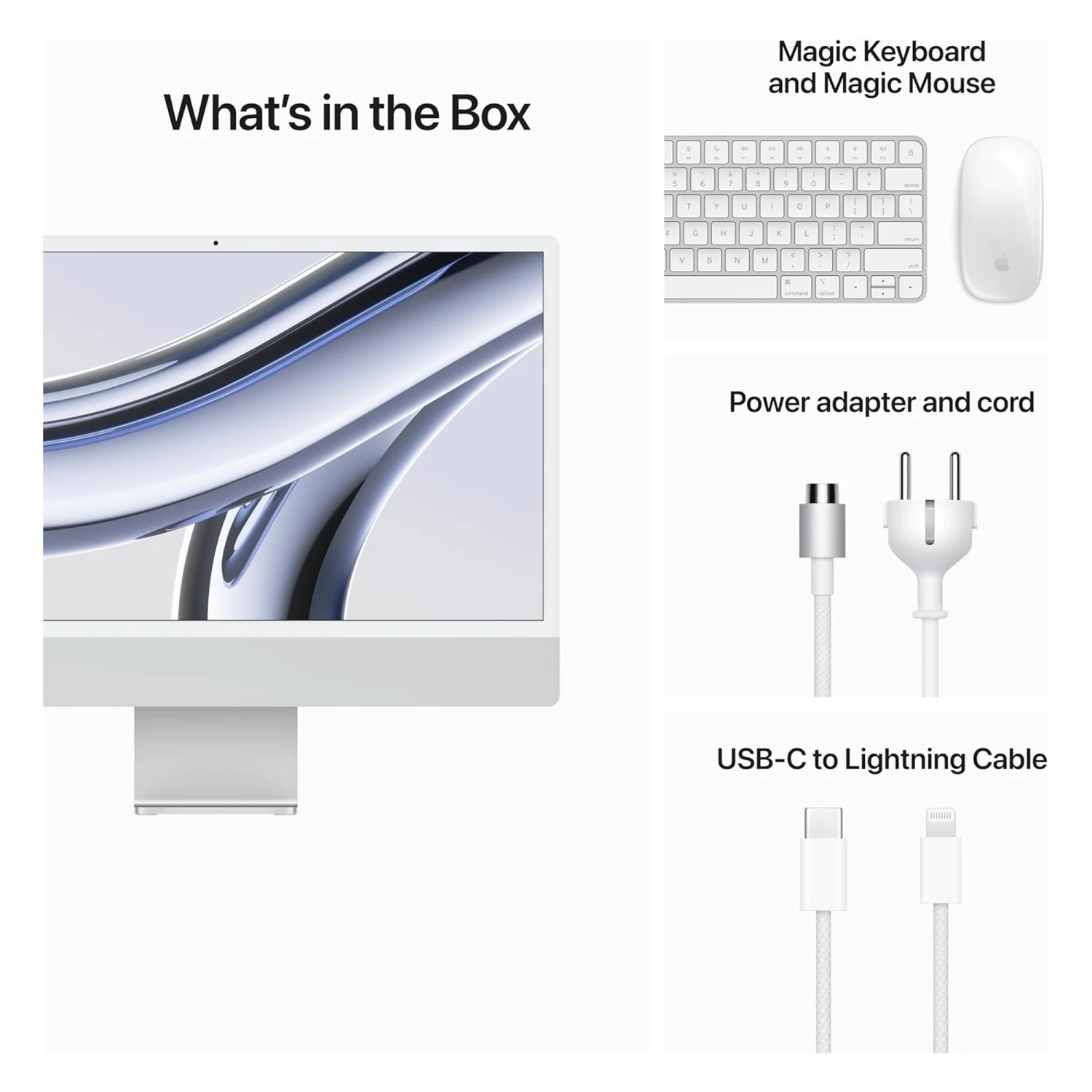 Apple iMac M3 Chip, 8-Core CPU, 10-Core GPU, 8GB RAM, 512GB SSD, 24-inch 4.5K Retina Display, Silver /MQRK3/ - зураг 5