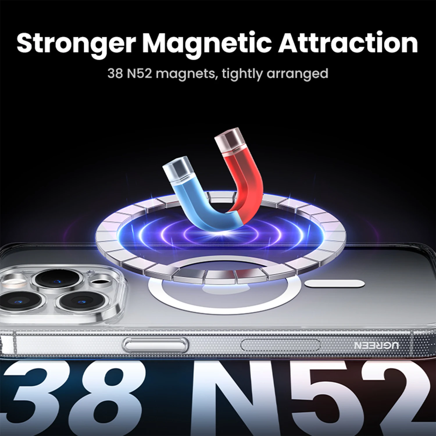UGREEN Clear Magnetic Protective Case for iPhone 15 Pro (25398) - зураг 2
