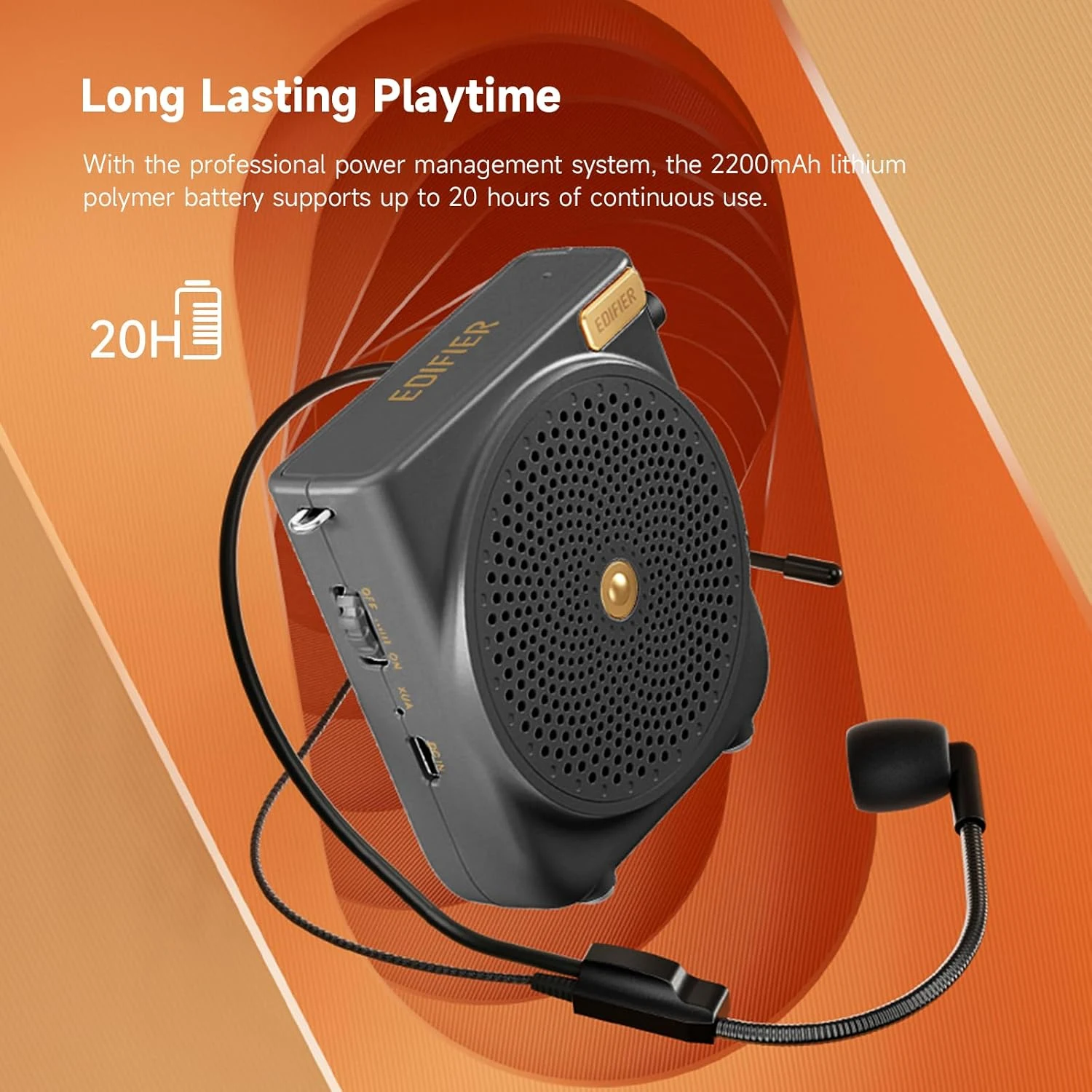Edifier MF3 Portable Voice Amplifier Black (Зөөврийн микрофонтой чанга яригч) - зураг 4