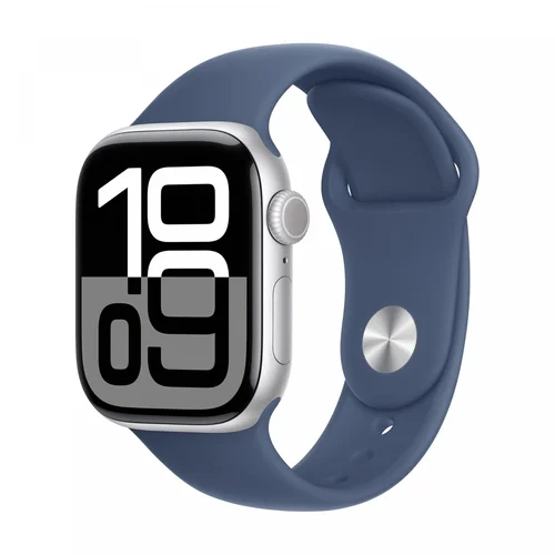 Apple Watch Series 10 GPS 46mm Silver Aluminium Case with Denim Sport Band (S/M) /MWWL3/ - 1