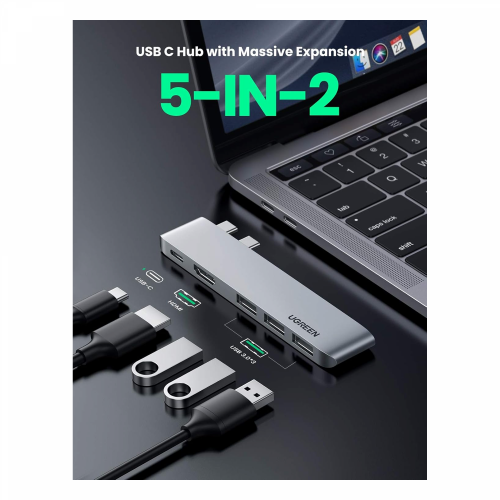 UGREEN 5-in-2 USB-C Hub for MacBook Pro & Air (60559) - 2