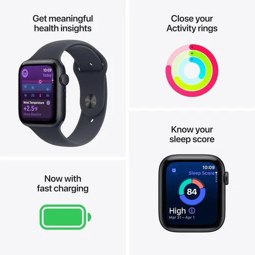 Apple Watch SE (3rd Gen) GPS 44mm Midnight Aluminium Case with Midnight Sport Band (S/M) /MEHN4/ - 2
