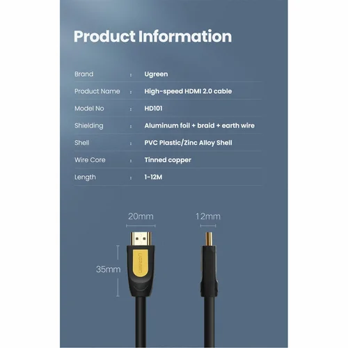 UGREEN HDMI Round Cable 5m (10167) - 5