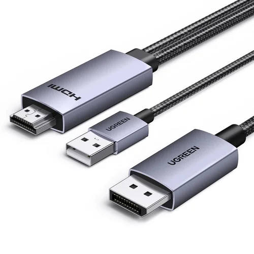 UGREEN HDMI+USB Port To DP Male Converter Cable 2m (55329) - 1
