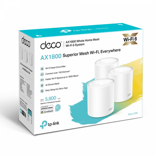 TP-Link Deco X20 (3-pack) AX1800 Whole Home Mesh Wi-Fi 6 System - 4