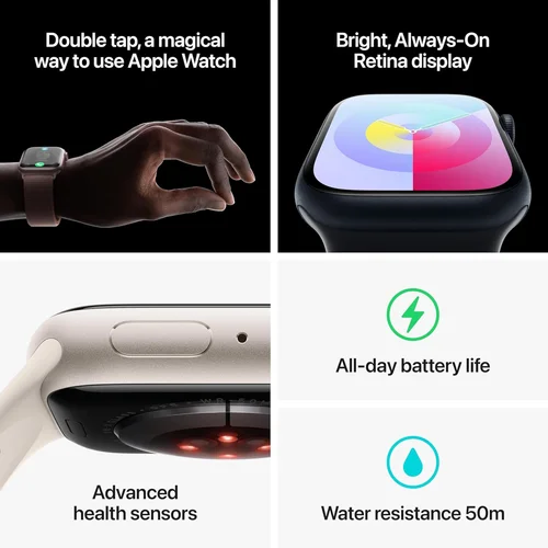 Apple Watch Series 9 GPS 45mm Starlight Aluminium Case with Starlight Sport Band (M/L) /MR973/ - 5