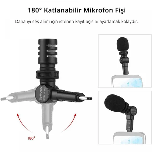 BOYA BY-M100UC Miniature Condenser Microphone for USB Type-C Android Devices / Микрофон / - 3