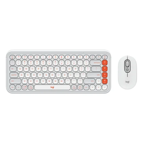 Logitech POP ICON Wireless Keyboard & Mouse Combo, White - 1