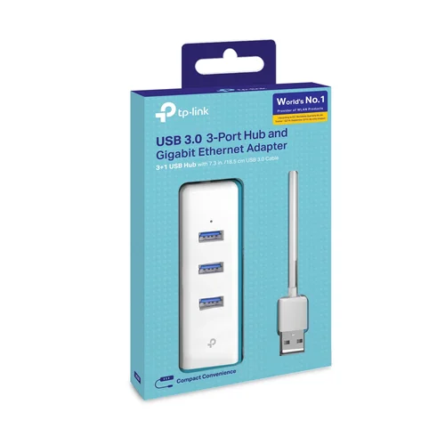 TP-Link UE330 USB 3.0 3-Port Hub & Gigabit Ethernet Adapter 2 in 1 USB Adapter - 3