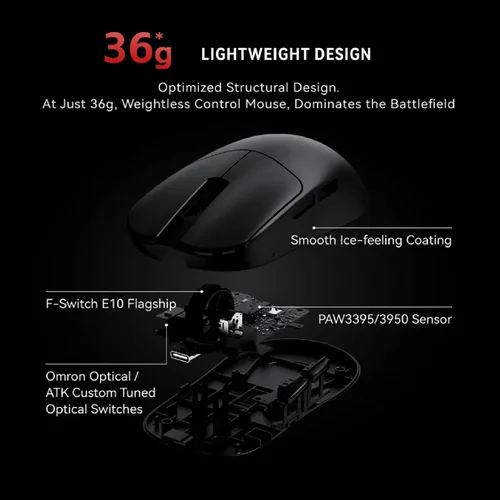 ATK VXE MAD R MAJOR Wireless Gaming Mouse, Black - 4