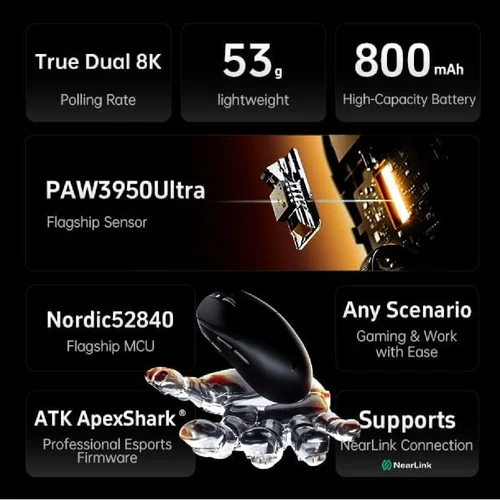 ATK Dragonfly A9 Plus Wireless Gaming Mouse Black - 4