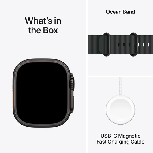 Apple Watch Ultra 3 GPS + Cellular 49mm Natural Titanium Case with Black/Blue Ocean Band (M/L) /MEWU4/ - 6