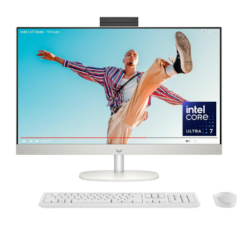HP 27-cr1000l AIO PC Core Ultra 7-155U 5.0 GHz, DDR4 8GB RAM, 512GB PCIe NVMe M.2 SSD, Intel Iris Xe Graphics, FHD 27-inch, Touch, K&M, Shell White - 2
