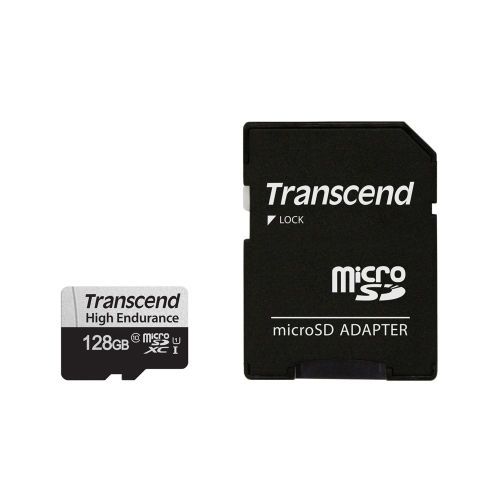 Transcend 128GB High Endurance 350V UHS-I XC 100MB/s Micro SD Memory Card with SD adapter /TS128GUSD350V/