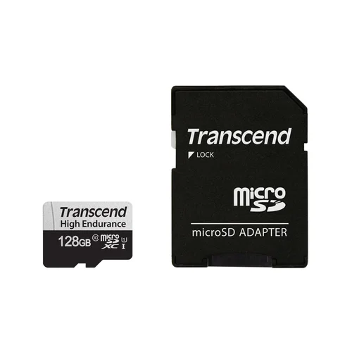 Transcend 128GB High Endurance 350V UHS-I XC 100MB/s Micro SD Memory Card with SD adapter /TS128GUSD350V/ - 1