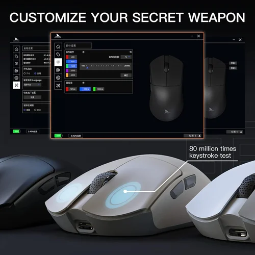 Motospeed Damorshark M3S Pro Wireless, Wired and Bluetooth Tri-Mode Optical Gaming Mouse, White - 5