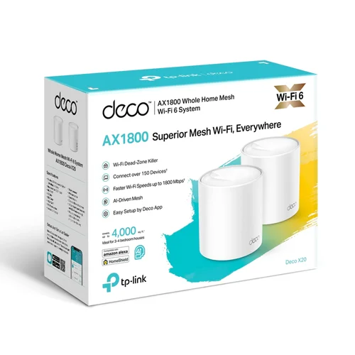 TP-Link Deco X20 (2-pack) AX1800 Wireless Dual-Band Gigabit Mesh Wi-Fi System - 4