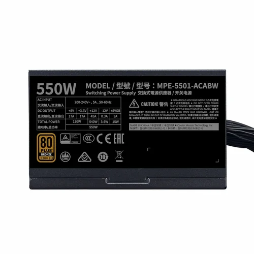 Cooler Master MWE 550W Bronze V2 Power Supply /No Warranty/ / Тэжээлийн блок / - 3