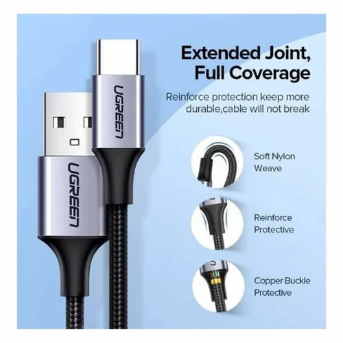 UGREEN USB-C to USB-A 2.0 Braided Data Cable 1m (60126) - 3