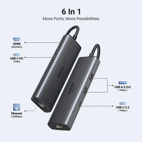 UGREEN 6-in-1 Multi Function USB-C HUB (45000) - 1
