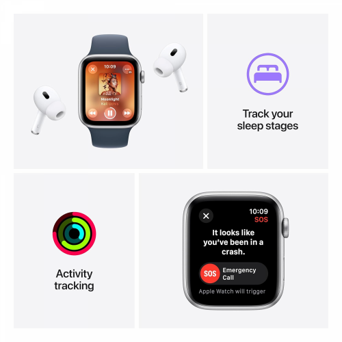 Apple Watch SE (2nd Gen) GPS 40mm Silver Aluminium Case with Blue Cloud Sport Loop /MXEE3/ - 3