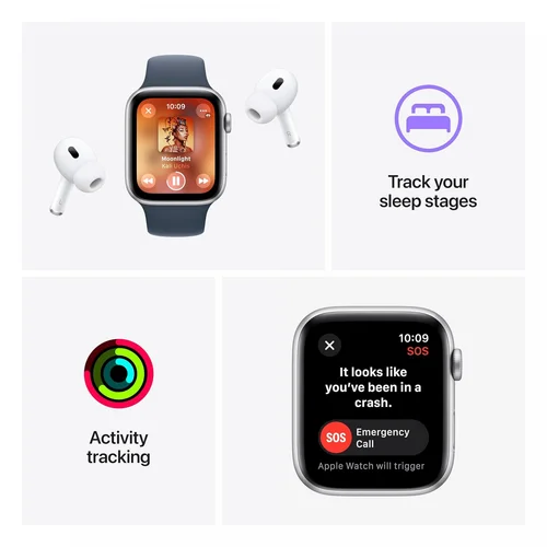 Apple Watch SE (2nd Gen) GPS 40mm Silver Aluminium Case with Blue Cloud Sport Loop /MXEE3/ - 3