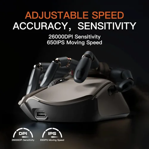 Motospeed Damorshark M3S Pro Wireless, Wired and Bluetooth Tri-Mode Optical Gaming Mouse, White - 4