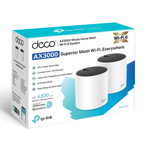 TP-Link Deco X55 (2-pack) AX3000 Whole Home Mesh WiFi 6 System - 4