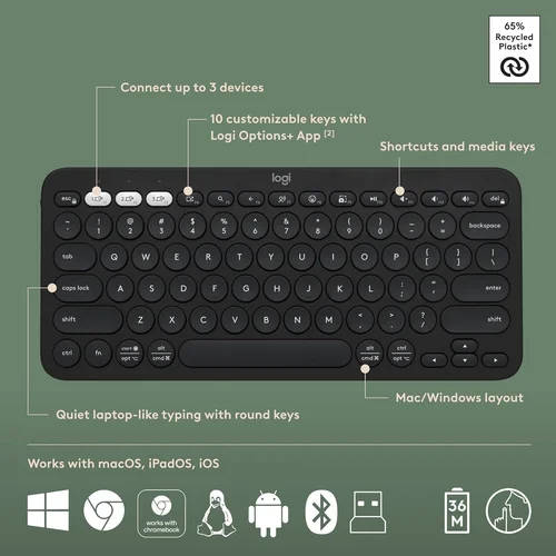 Logitech Pebble 2 Wireless Keyboard & Mouse Combo Black - 7