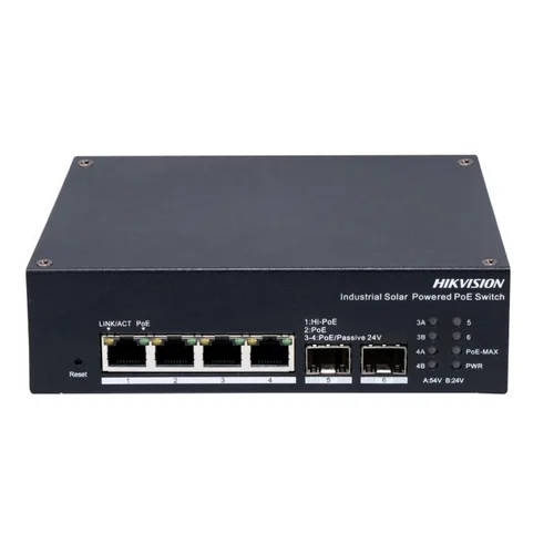 Hikvision 4-Port Gigabit Smart Managed Industrial Solar PoE Switch DS-3T1506HP-EI-UPS  / Свич салаалагч , Сүлжээний Төхөөрөмж /