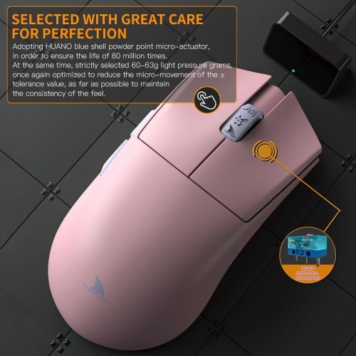 Motospeed Darmoshark M3S Pro Wireless, Wired and Bluetooth Tri-Mode Optical Gaming Mouse, Pink - 4