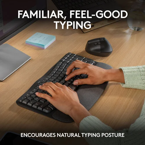 Logitech Wave Keys Wireless Ergonomic Keyboard, Black - 3